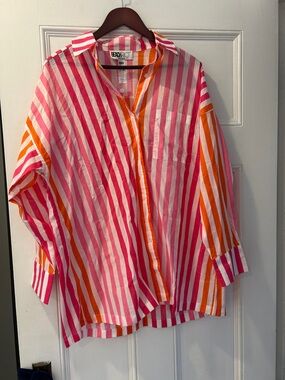 Beach Riot Pink and Orange Striped Beach Cover up